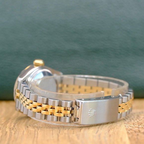 ROLEX DATEJUST WHITE ROMAN DIAL DIAMOND 18KY & STEEL JUBILEE WATCH 26 MM 69173 - Picture 11 of 14